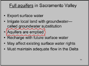 A slide from the presentation with emphasis added by Aqualliance